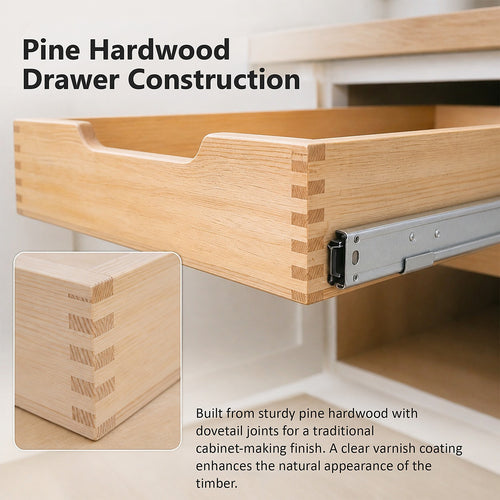 Pull Out Cabinet Drawer 35 x 53cm Pine Wood Soft Close Shelf