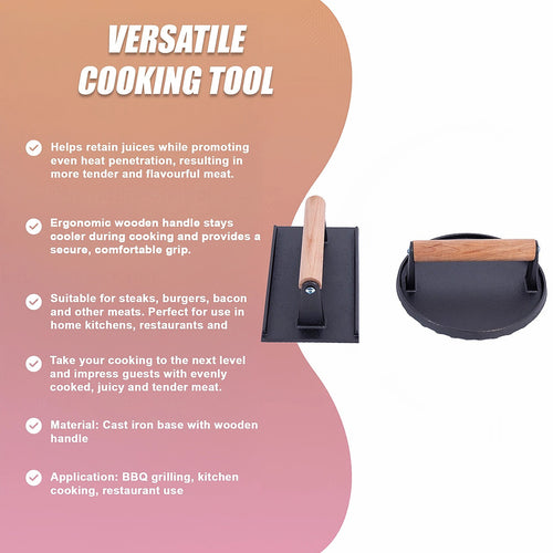 Heavy Duty BBQ Steak Press with Heat-Resistant Handle Grill Tool