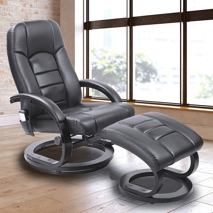 PU Leather Deluxe Massage Chair Recliner Ottoman Lounge Remote