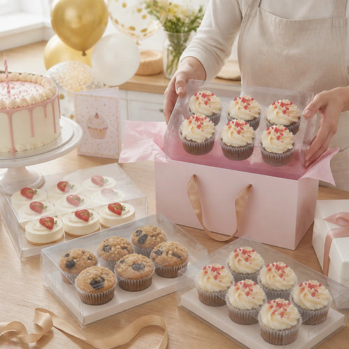 Cupcake Boxes 10-Pack – Clear PVC Dessert Packaging