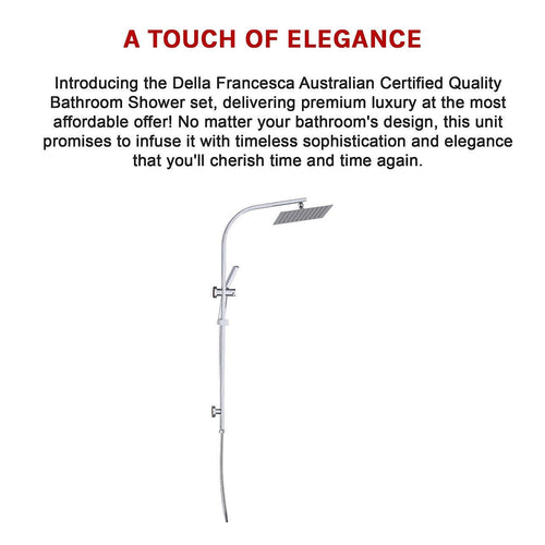 WELS 10" Chrome Rain Shower Head Set Square Dual Heads High Pressure with Handheld