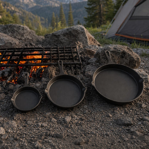 Chef Cast Iron Frying Pan Set – 3-Piece Skillet, Grill & Oven-Safe Cookware for Versatile Home Cooking