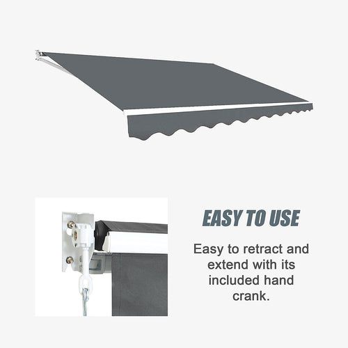 Outdoor Awning Grey - 3x2.5m Retractable Sunshade