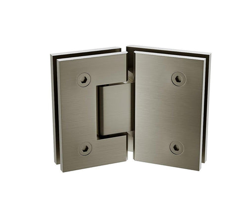 90cm Frameless Diamond Shower Screen with Gunmetal Brackets and Brass Hinges, Round Handle