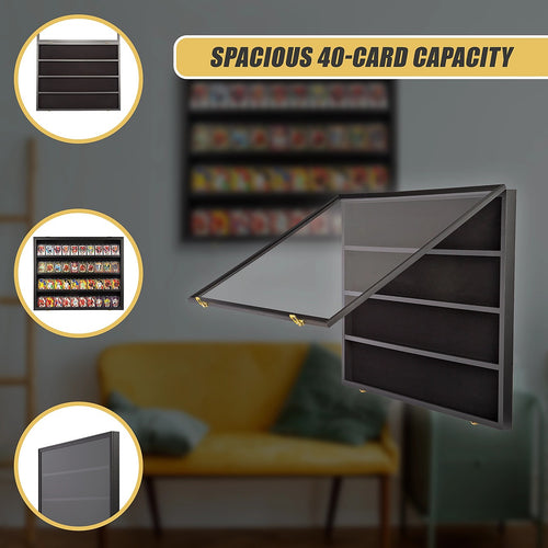 Sports Card Display Case – Holds 40 Graded Cards, Polycarbonate Glass