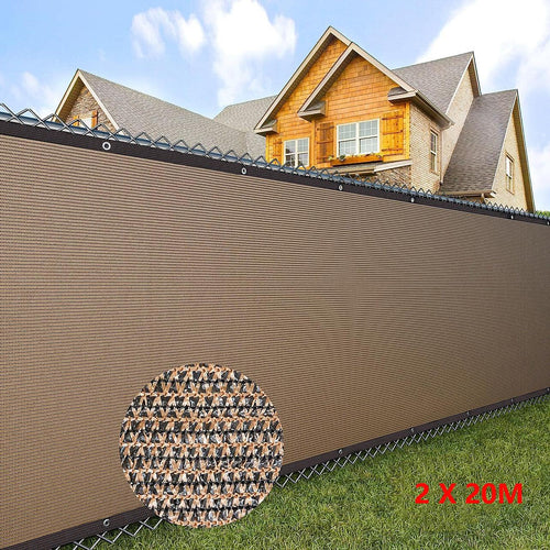20m x 2m Fence Windscreen Privacy Screen Shade Cover Coffee Fabric Mesh Garden