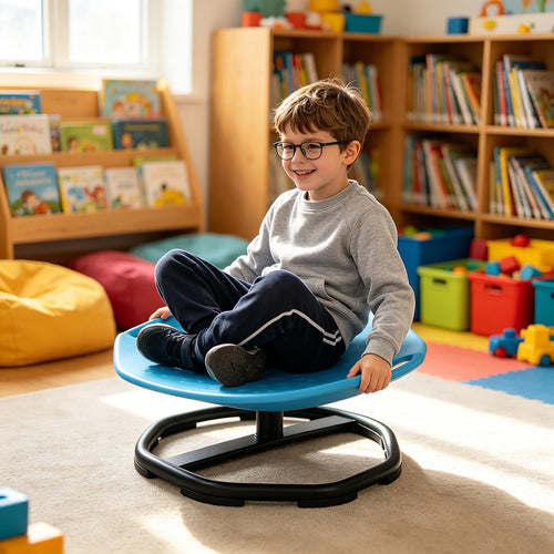 Large Sensory Spinning Chair for Kids with Handles 360° Balance Spin Seat Active Play Chair 100kg Blue