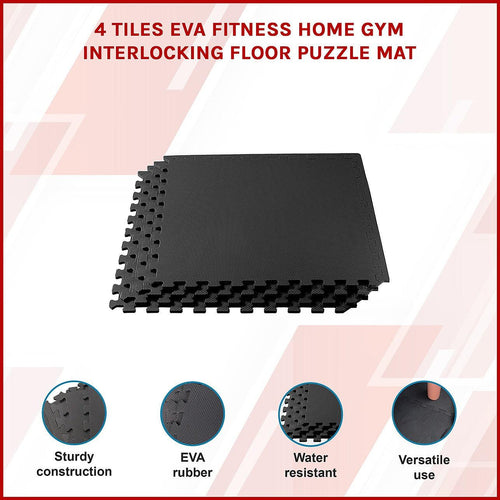 4 Tiles EVA Fitness Home Gym Interlocking Floor Puzzle Mat