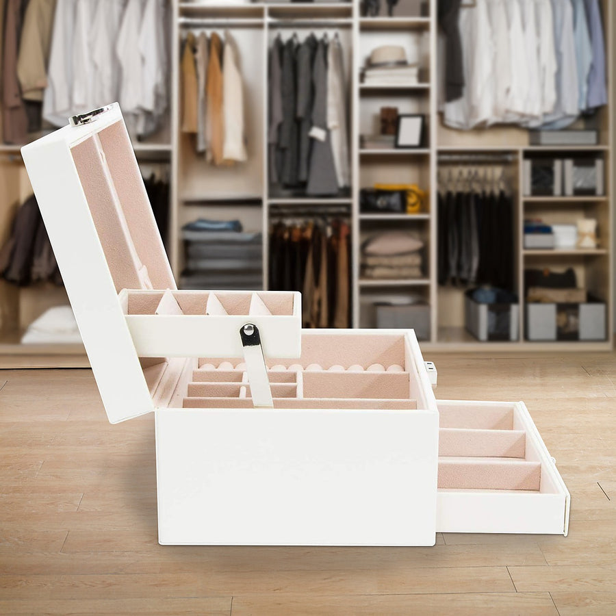 Jewellery Organiser – 3-Level Box with Mirror and Lock
