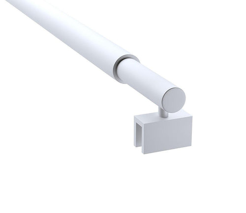 80cm Reeded Single Shower Glass Screen with White U-brackets & Round Pole