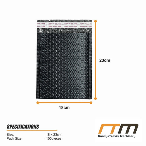 100 Pack Black Poly Bubble Mailers 18x23cm Padded Shipping Envelopes for Secure Parcel Delivery