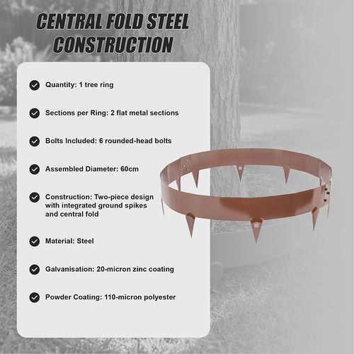 Steel Tree Rings – 60cm Garden Edging with Ground Spikes