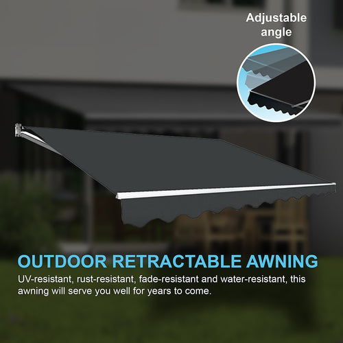 Outdoor Awning Grey - 4x3m Retractable Sunshade