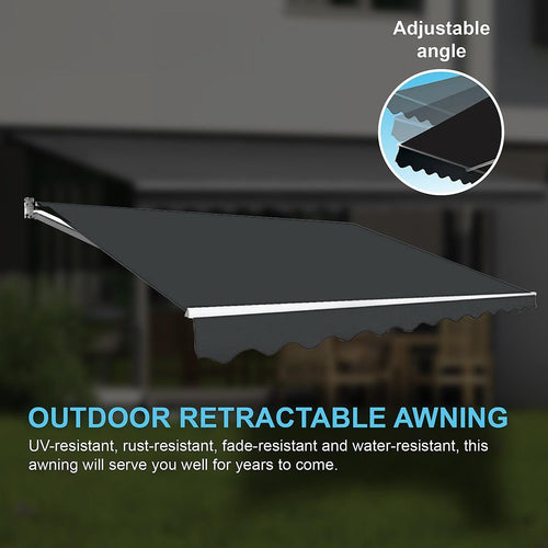 Outdoor Awning Grey - 5x3m Retractable Sunshade