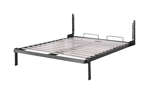 Double Wall Bed in White Gloss – Space Saving Murphy Bed Kit with Silver Door Handle