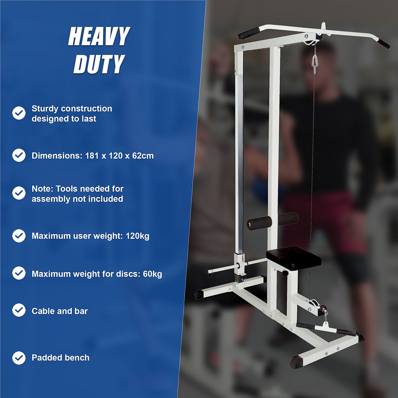 Pull String Workout Bench HOME FITNESS MUTLI GYM LAT PULL DOWN WORKOUT MACHINE BENCH EXERCISE ...