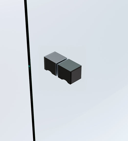 120x100cm Corner Frameless Shower Screen – Black Wall Channel with Brass Hinges & Square Knob Handle