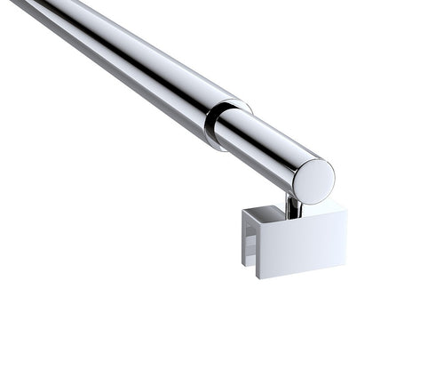 100cm Reeded Glass Shower Screen with Chrome Wall Channel & Round Pole