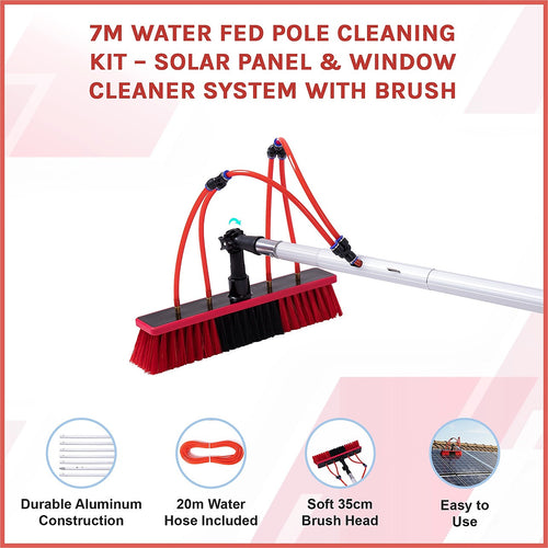 7m Water Fed Pole Cleaning Kit – Solar Panel & Window Cleaner System with Brush Attachment
