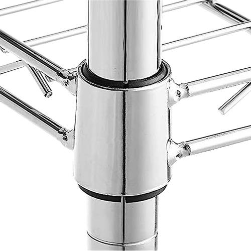 Modular Wire Storage Shelf 350 x 350 x 1800mm Steel Shelving - Carbon Chrome Plated with Wheels