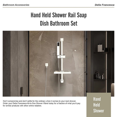 Hand Held Shower Rail Soap Dish Bathroom Set
