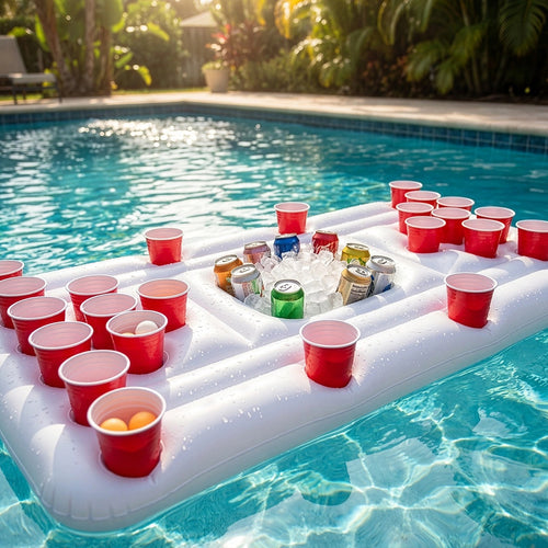 Big PVC Inflatable Beer Pong Raft Floating Pool Party Pong Game Table Lounge Toy
