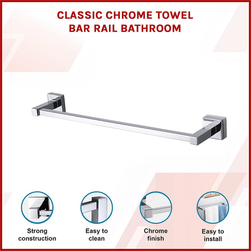 Classic Chrome Towel Bar Rail Bathroom