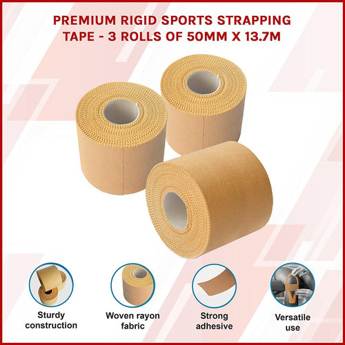 Premium Rigid Sports Strapping Tape - 3 Rolls of 50mm