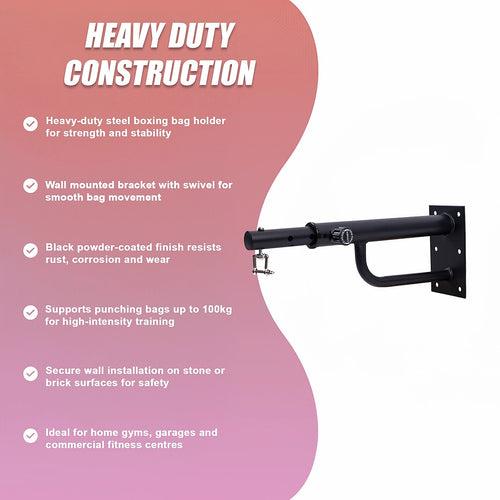 Wall Mounted Punching Boxing Bag Holder Bracket with 360° Swivel Mount