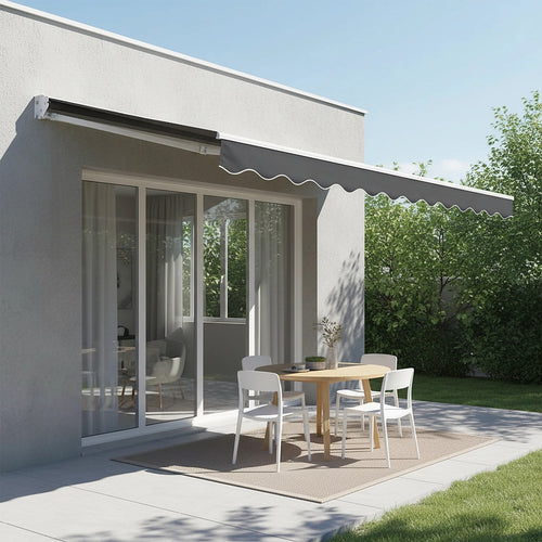 Outdoor Awning Grey - 3x2.5m Retractable Sunshade