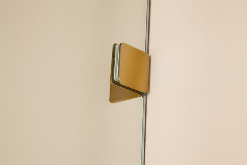 Frameless 10mm Glass Shower Screen - 1000 x 1000mm - Gold Hinges/Brackets and Round Handle