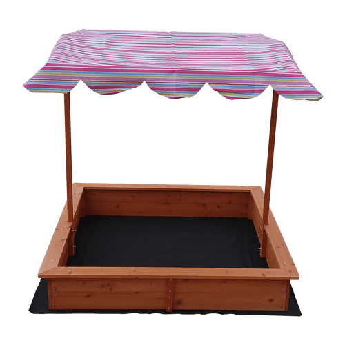 Kids Wooden Toy Sandpit with Adjustable Canopy