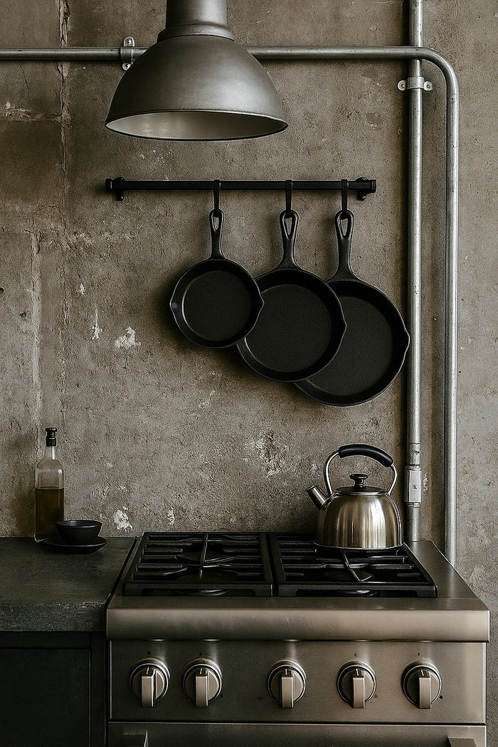 Chef Cast Iron Frying Pan Set – 3PCS Steak Skillet, BBQ Grill Pan & Oven Cookware for Home or Outdoor Cooking