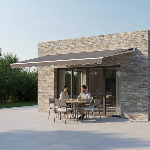 Outdoor Awning Grey - 5x2.5m Retractable Sunshade