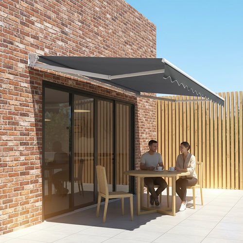 Outdoor Awning Grey - 5x3m Retractable Sunshade