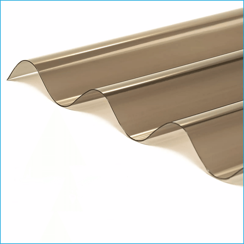 8mm PVC Corrugated Roofing Sheets Tinted Bronze UV Roof 836x2000mm Bulk 10 Pack