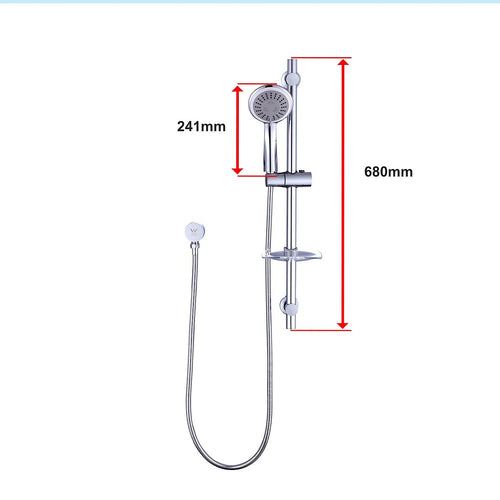 Chrome Hand Held Shower Rail Set with Soap Dish – Modern Bathroom Fixture