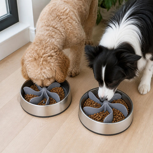 Dog Bowl Slow Feeder Insert - 2-Pack with Suction Base