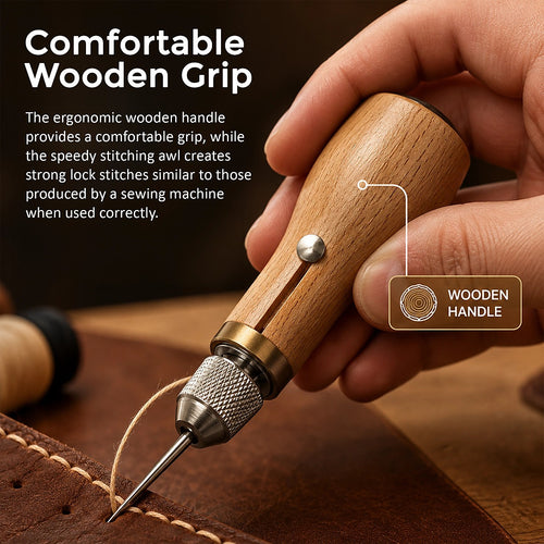 Leather Sewing Kit with Speedy Stitcher Awl, Waxed Thread & Repair Needles for Leather, Canvas & Upholstery