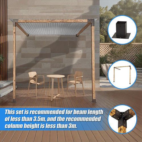 Roof Pergola Gazebo Shed Matte Black Steel Single Wall Mount Brackets DIY Kits