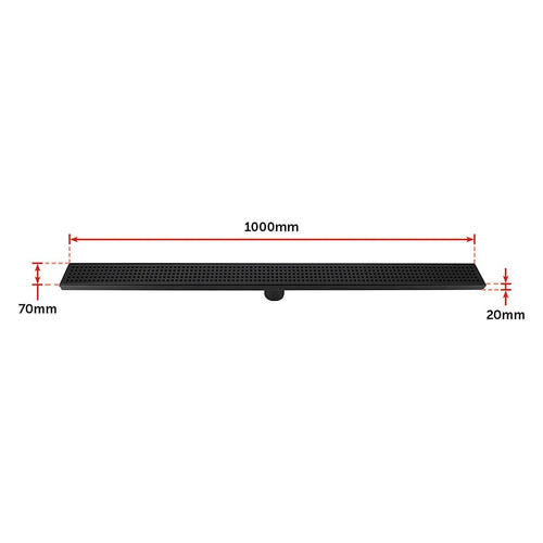100cm Bathroom Shower Black Grate Drain w/ Centre outlet Floor Waste