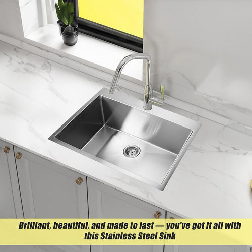 700x500mm Stainless Steel Handmade 1.5mm Sink with Waste in Stainless Steel with brushed finish Finish