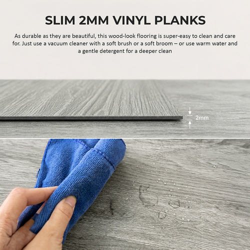 Self Adhesive Vinyl Floor Tiles Peel & Stick Flooring Dark Grey Ash 16 Pack 2.3m²