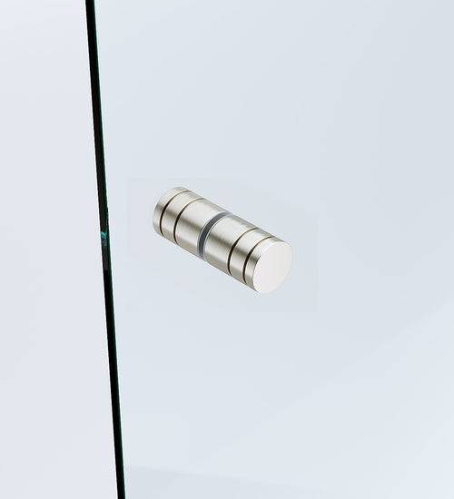 120x120cm Double Door Corner Shower Screen – Channels with Brass Hinges in Nickel, Round Handles