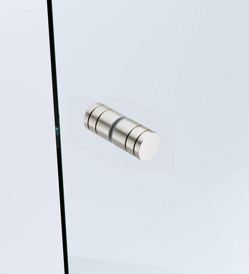 90x70cm Corner Frameless Shower Screen with Nickel Brackets and SS Hinges, Round Knob Handle