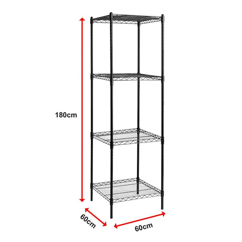 Modular Wire Storage Shelf 600 x 600 x 1800mm Steel Shelving - Baking Black Technology