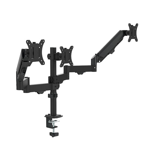 Triple Computer Monitor Mount Stand – Desk Clamp with 3 Adjustable Arms for Multi-Screen Display Setup