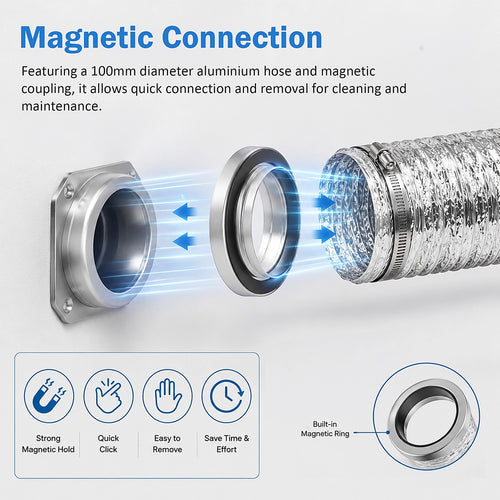 Dryer Vent Hose Kit 100mm Magnetic Coupling Airtight Connector