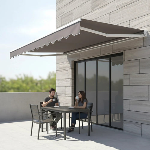 Automatic Retractable Awning 3x2.5m - Grey Outdoor Wall Sunshade
