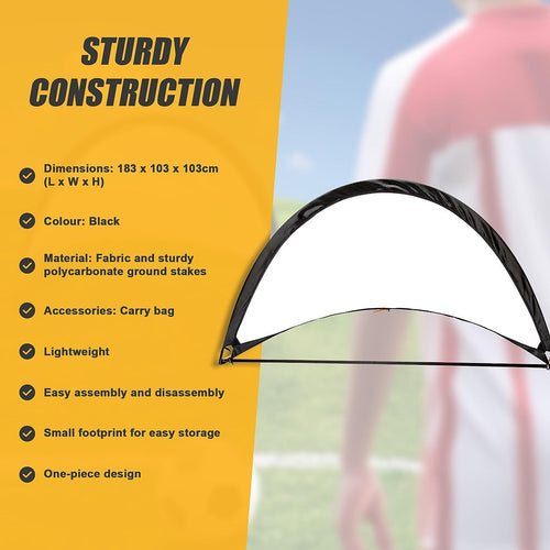 Pair of Soccer Football Goals 180cm Pop Up Portable Quick Set Up